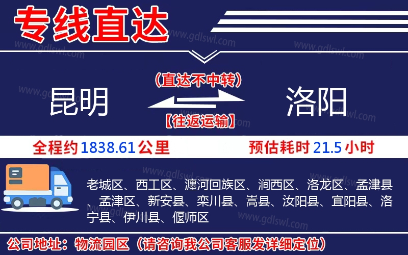昆明到洛陽(yáng)物流公司