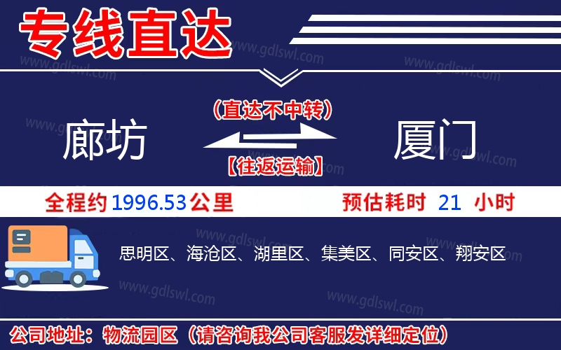 廊坊到廈門(mén)物流公司
