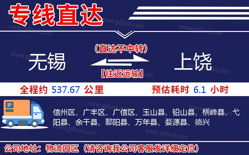 無錫到上饒物流公司