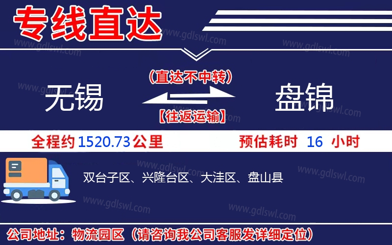 無(wú)錫到盤(pán)錦物流公司