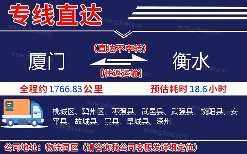 廈門(mén)到衡水物流公司
