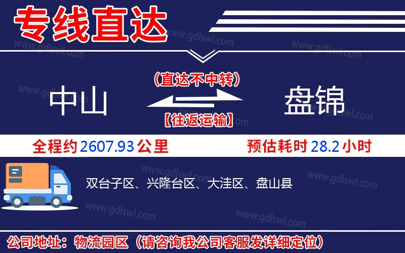 中山到盤(pán)錦物流公司