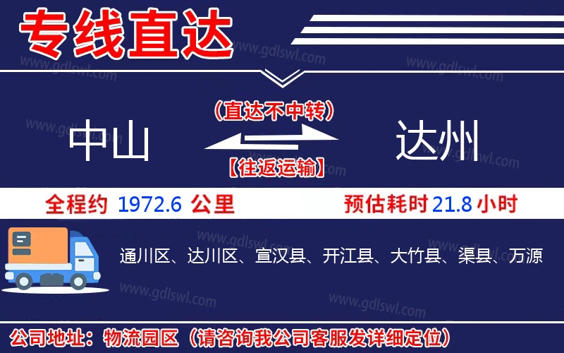 中山到達(dá)州物流公司